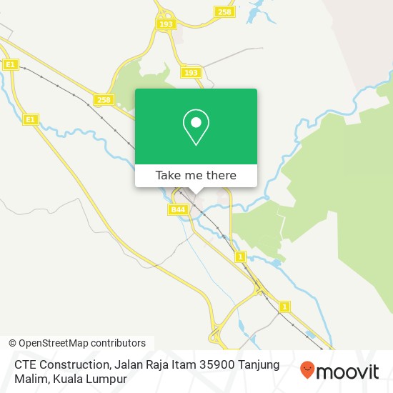 Peta CTE Construction, Jalan Raja Itam 35900 Tanjung Malim