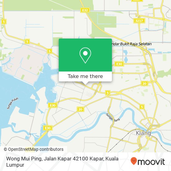Peta Wong Mui Ping, Jalan Kapar 42100 Kapar