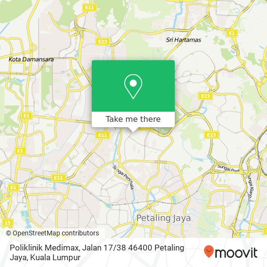 Peta Poliklinik Medimax, Jalan 17 / 38 46400 Petaling Jaya