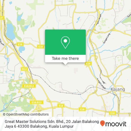 Peta Great Master Solutions Sdn. Bhd., 20 Jalan Balakong Jaya 6 43300 Balakong