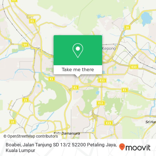 Peta Boabei, Jalan Tanjung SD 13 / 2 52200 Petaling Jaya
