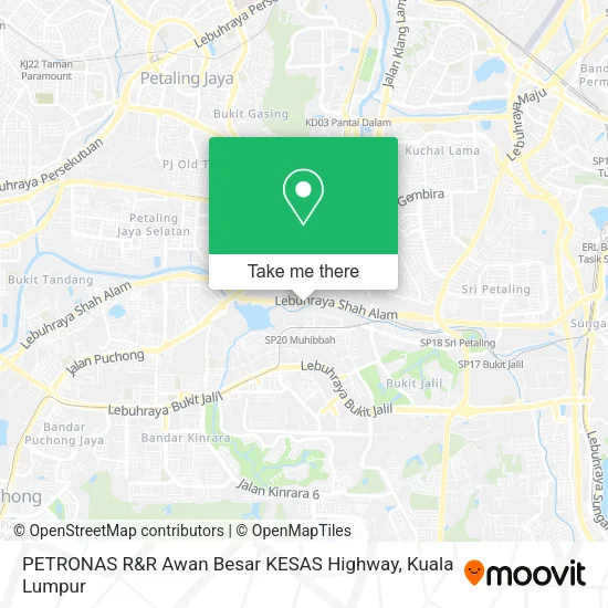 PETRONAS R&R Awan Besar KESAS Highway map
