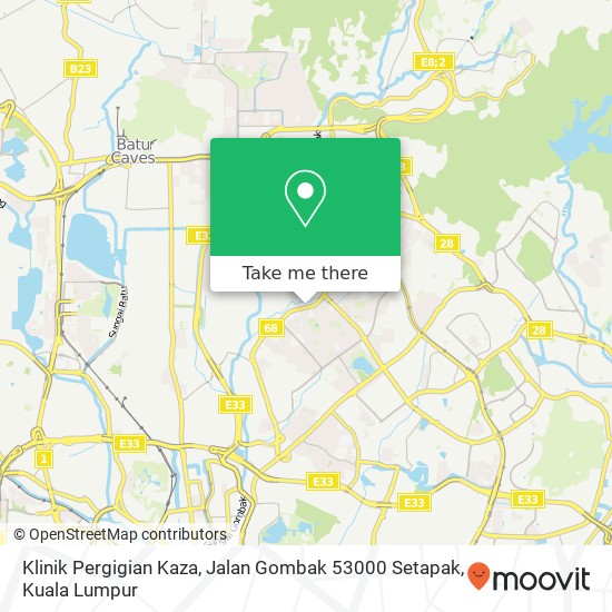 Klinik Pergigian Kaza, Jalan Gombak 53000 Setapak map