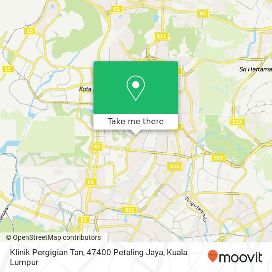 Peta Klinik Pergigian Tan, 47400 Petaling Jaya