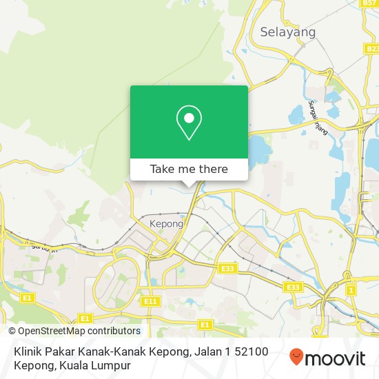 Peta Klinik Pakar Kanak-Kanak Kepong, Jalan 1 52100 Kepong