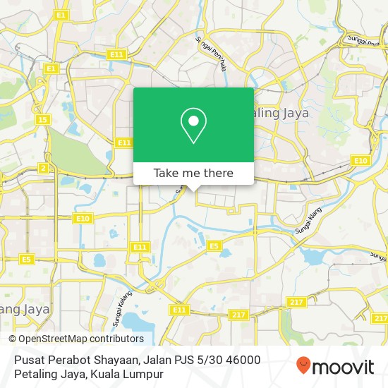 Peta Pusat Perabot Shayaan, Jalan PJS 5 / 30 46000 Petaling Jaya