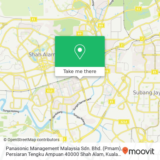 Peta Panasonic Management Malaysia Sdn. Bhd. (Pmam), Persiaran Tengku Ampuan 40000 Shah Alam