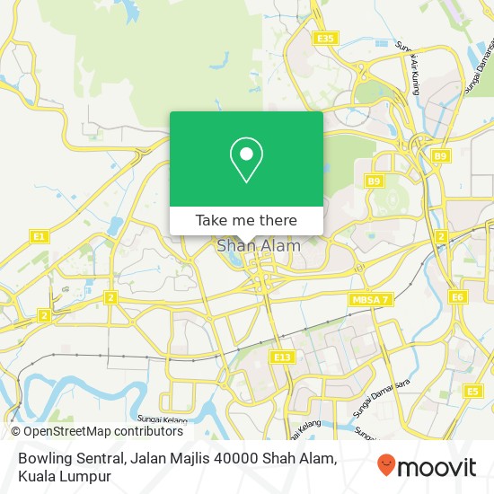 Peta Bowling Sentral, Jalan Majlis 40000 Shah Alam