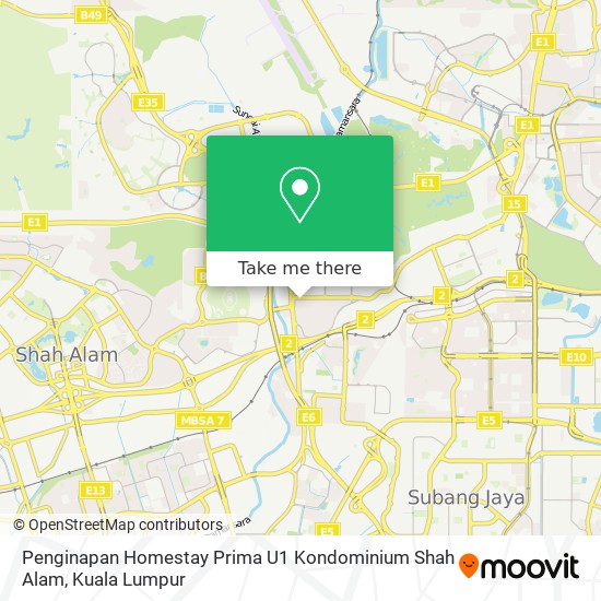 Peta Penginapan Homestay Prima U1 Kondominium Shah Alam