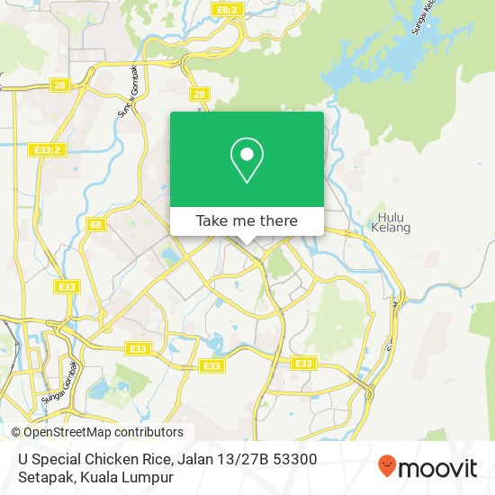 U Special Chicken Rice, Jalan 13 / 27B 53300 Setapak map