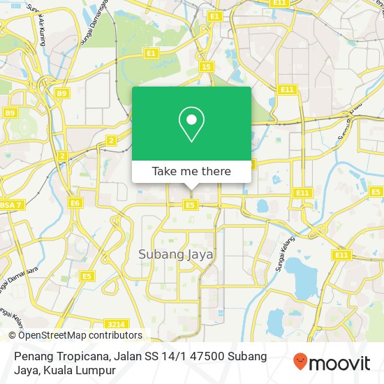 Peta Penang Tropicana, Jalan SS 14 / 1 47500 Subang Jaya