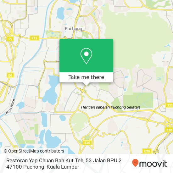 Peta Restoran Yap Chuan Bah Kut Teh, 53 Jalan BPU 2 47100 Puchong