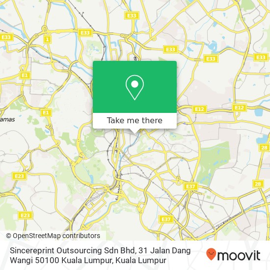 Peta Sincereprint Outsourcing Sdn Bhd, 31 Jalan Dang Wangi 50100 Kuala Lumpur