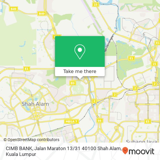 Peta CIMB BANK, Jalan Maraton 13 / 31 40100 Shah Alam