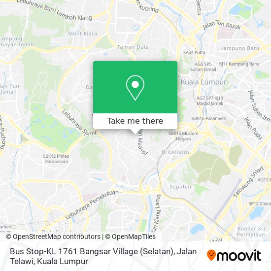 Peta Bus Stop-KL 1761 Bangsar Village (Selatan), Jalan Telawi