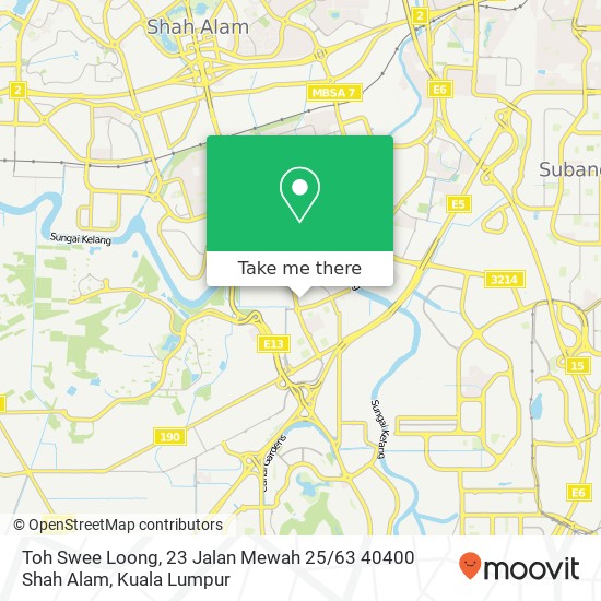 Peta Toh Swee Loong, 23 Jalan Mewah 25 / 63 40400 Shah Alam