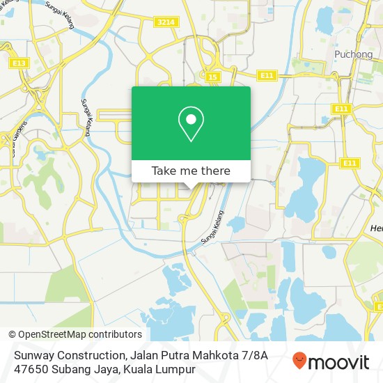 Sunway Construction, Jalan Putra Mahkota 7 / 8A 47650 Subang Jaya map