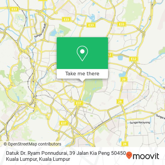 Peta Datuk Dr. Ryam Ponnudurai, 39 Jalan Kia Peng 50450 Kuala Lumpur