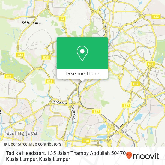 Peta Tadika Headstart, 135 Jalan Thamby Abdullah 50470 Kuala Lumpur