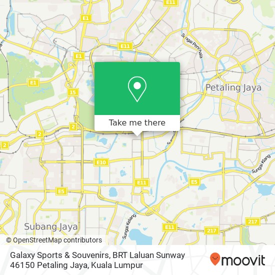 Peta Galaxy Sports & Souvenirs, BRT Laluan Sunway 46150 Petaling Jaya