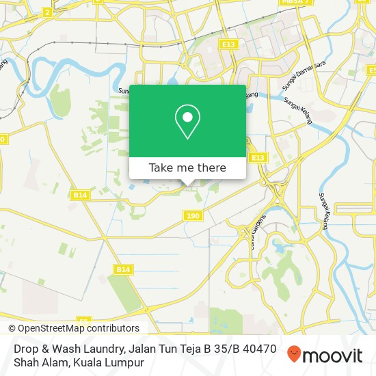 Peta Drop & Wash Laundry, Jalan Tun Teja B 35 / B 40470 Shah Alam