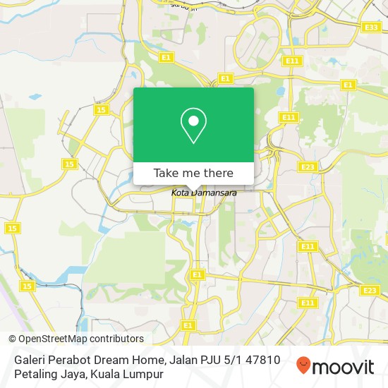 Peta Galeri Perabot Dream Home, Jalan PJU 5 / 1 47810 Petaling Jaya