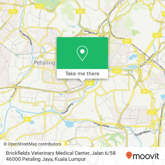 Peta Brickfields Veterinary Medical Center, Jalan 6 / 58 46000 Petaling Jaya