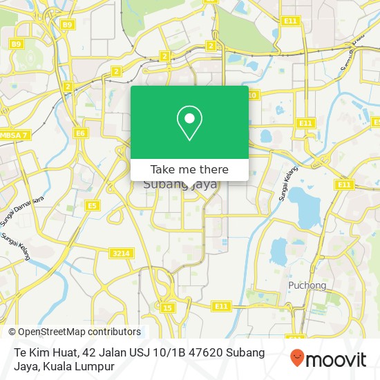 Peta Te Kim Huat, 42 Jalan USJ 10 / 1B 47620 Subang Jaya