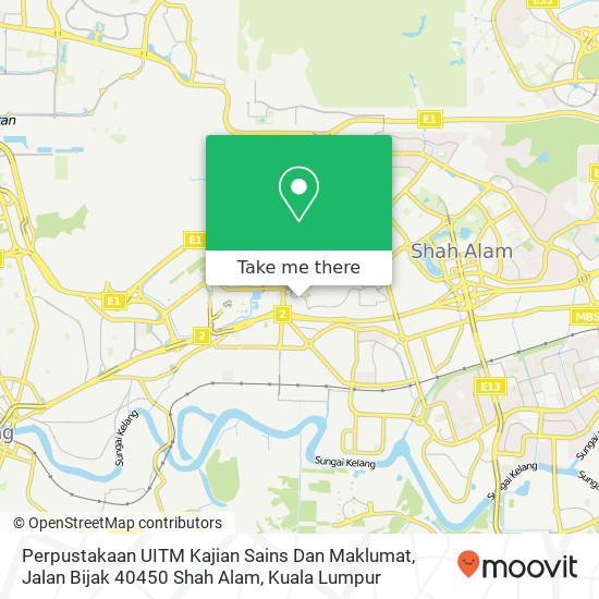 Peta Perpustakaan UITM Kajian Sains Dan Maklumat, Jalan Bijak 40450 Shah Alam