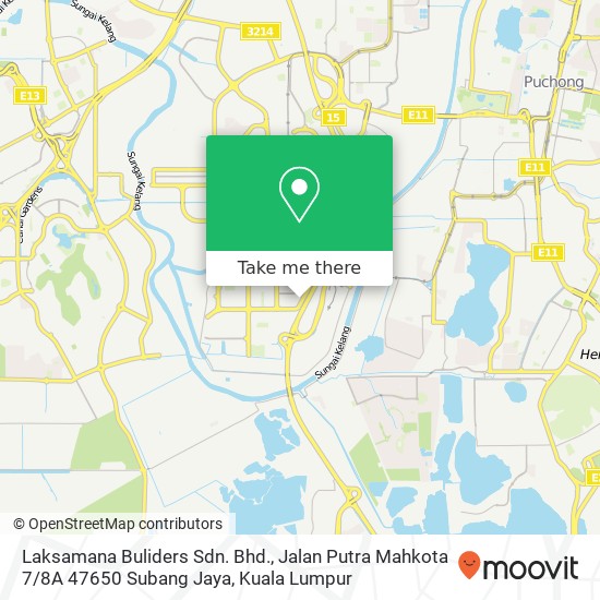 Peta Laksamana Buliders Sdn. Bhd., Jalan Putra Mahkota 7 / 8A 47650 Subang Jaya