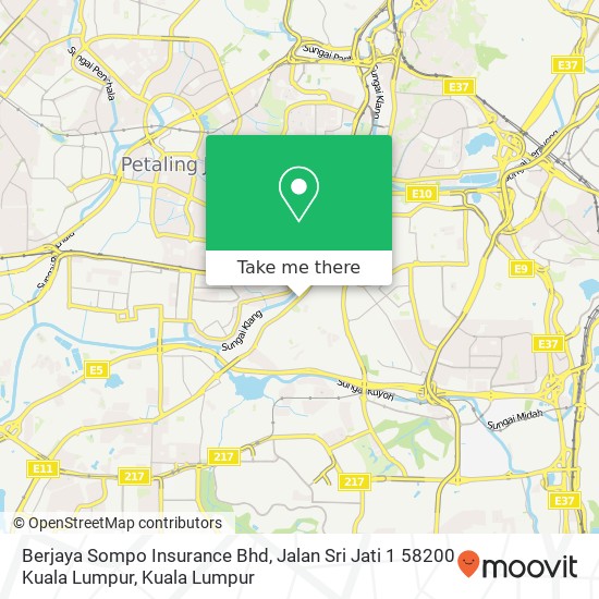 Peta Berjaya Sompo Insurance Bhd, Jalan Sri Jati 1 58200 Kuala Lumpur