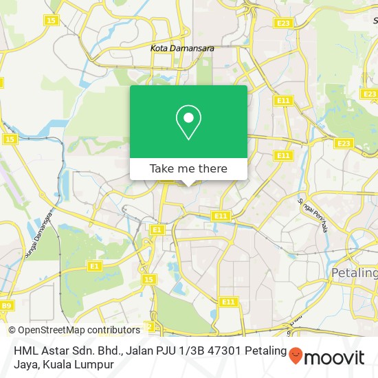 Peta HML Astar Sdn. Bhd., Jalan PJU 1 / 3B 47301 Petaling Jaya