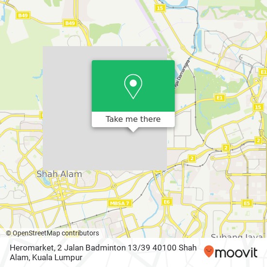 Peta Heromarket, 2 Jalan Badminton 13 / 39 40100 Shah Alam
