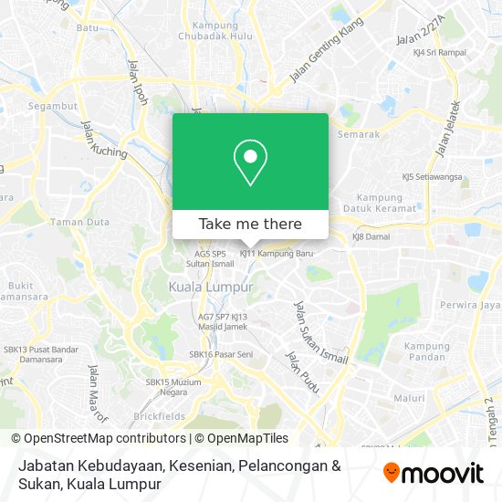Peta Jabatan Kebudayaan, Kesenian, Pelancongan & Sukan