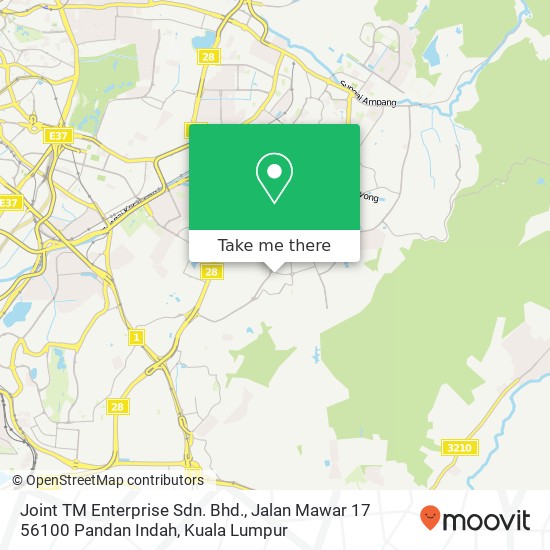Peta Joint TM Enterprise Sdn. Bhd., Jalan Mawar 17 56100 Pandan Indah