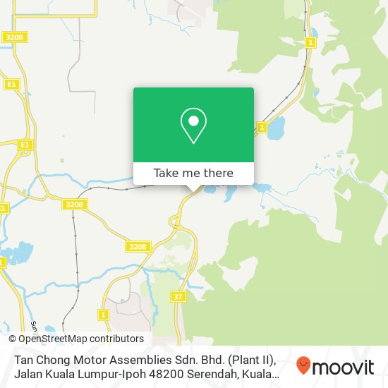 Peta Tan Chong Motor Assemblies Sdn. Bhd. (Plant II), Jalan Kuala Lumpur-Ipoh 48200 Serendah