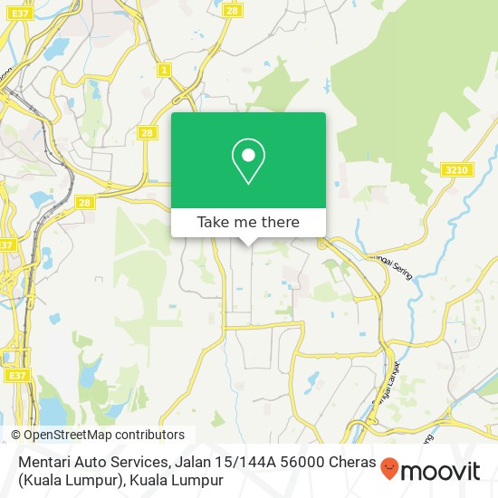 Peta Mentari Auto Services, Jalan 15 / 144A 56000 Cheras (Kuala Lumpur)