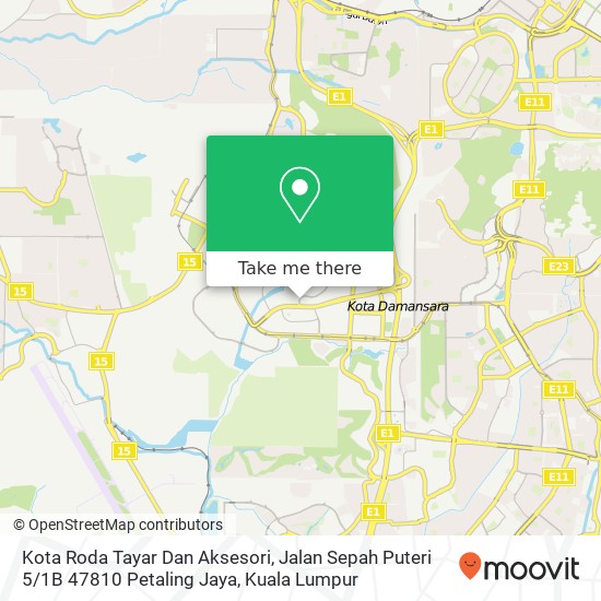 Peta Kota Roda Tayar Dan Aksesori, Jalan Sepah Puteri 5 / 1B 47810 Petaling Jaya