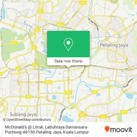 Peta McDonald's @ Litrak, Lebuhraya Damansara-Puchong 46150 Petaling Jaya