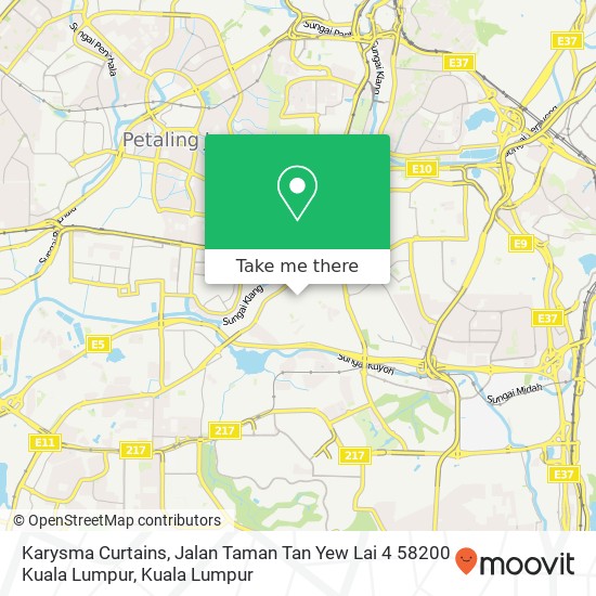 Peta Karysma Curtains, Jalan Taman Tan Yew Lai 4 58200 Kuala Lumpur