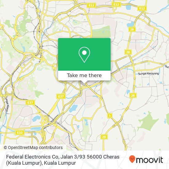Peta Federal Electronics Co, Jalan 3 / 93 56000 Cheras (Kuala Lumpur)