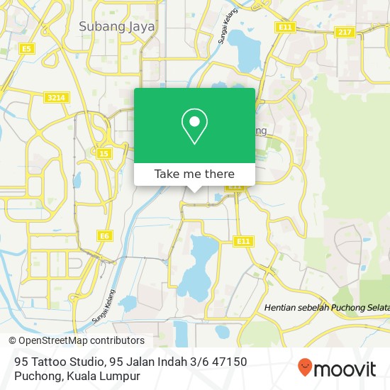 Peta 95 Tattoo Studio, 95 Jalan Indah 3 / 6 47150 Puchong