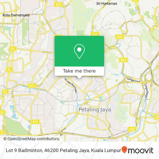 Peta Lot 9 Badminton, 46200 Petaling Jaya