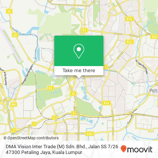 Peta DMA Vision Inter Trade (M) Sdn. Bhd., Jalan SS 7 / 26 47300 Petaling Jaya