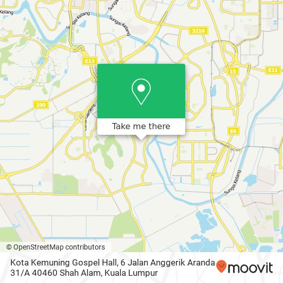 Peta Kota Kemuning Gospel Hall, 6 Jalan Anggerik Aranda 31 / A 40460 Shah Alam