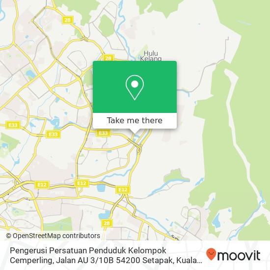 Pengerusi Persatuan Penduduk Kelompok Cemperling, Jalan AU 3 / 10B 54200 Setapak map