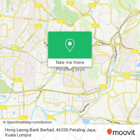 Peta Hong Leong Bank Berhad, 46200 Petaling Jaya