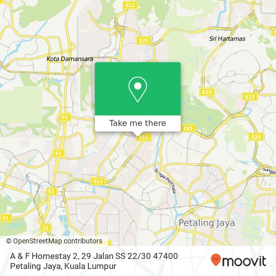 Peta A & F Homestay 2, 29 Jalan SS 22 / 30 47400 Petaling Jaya