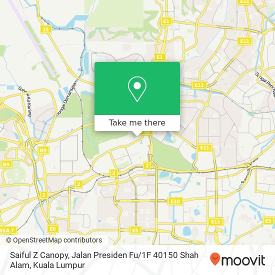 Peta Saiful Z Canopy, Jalan Presiden Fu / 1F 40150 Shah Alam