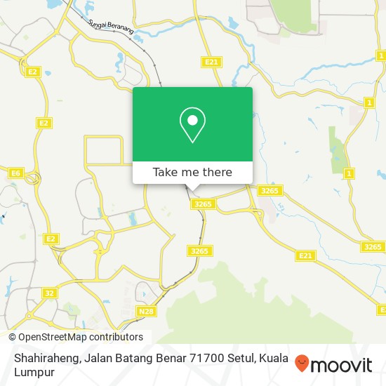 Peta Shahiraheng, Jalan Batang Benar 71700 Setul